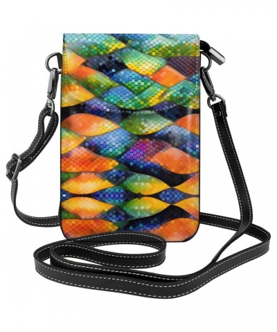 Rainbow Fish Scale Exquisite Design Printed Leather Crossbody Phone Bag - Portable Fashion Practical Phone Protection $15.51 ...