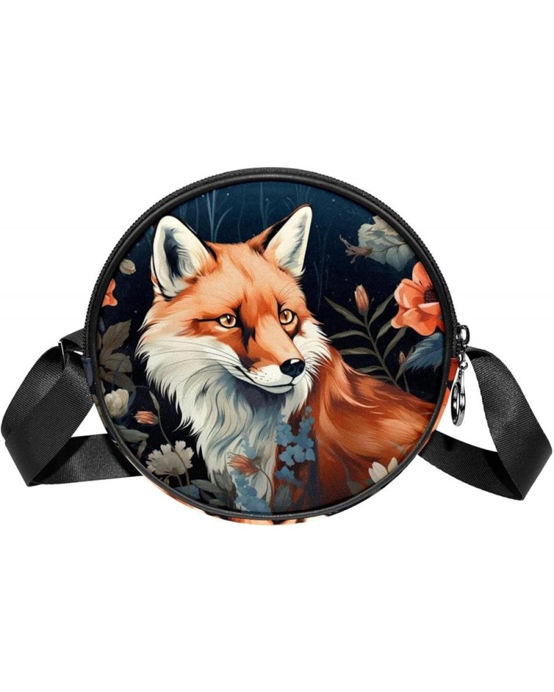 Forest Fox Shoulder Bags Cell Phone Pouch Crossbody Purse Round Wallet Clutch Bag for Women with Adjustable Strap 7x1.8 in Mu...