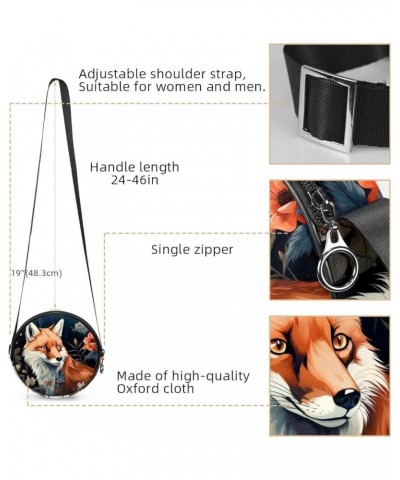 Forest Fox Shoulder Bags Cell Phone Pouch Crossbody Purse Round Wallet Clutch Bag for Women with Adjustable Strap 7x1.8 in Mu...