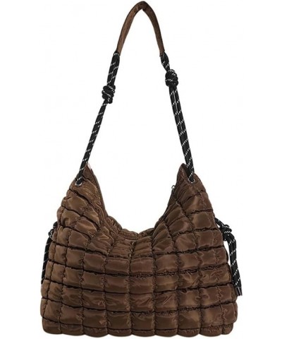 Cotton jacket bag, pleated bag, women's shoulder bag, down tote bag, cloud women's bag Coffee $19.95 Crossbody Bags