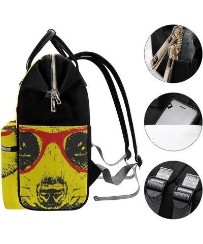 Ornamental Skull Backpack Work Business, Travel Rucksack Daypack for Adults Women, Handbag,Black Portrait of Meerkat With Gla...