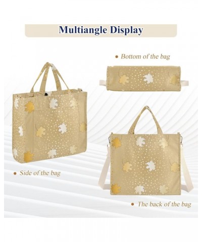 Gold Maple Leave Series Women's Tote Handbags Top Handle Satchel Shoulder Bag Crossbody Bag for Office Travel M $14.10 Totes