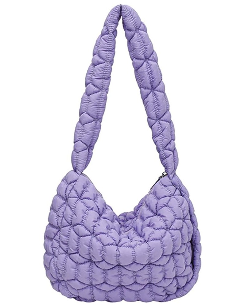 Large Capacity Puffer Tote Handbag Women Quilted Crescent Bag Chic Padding Armpit Bag Casual Female Dating Handbag Purple $8....