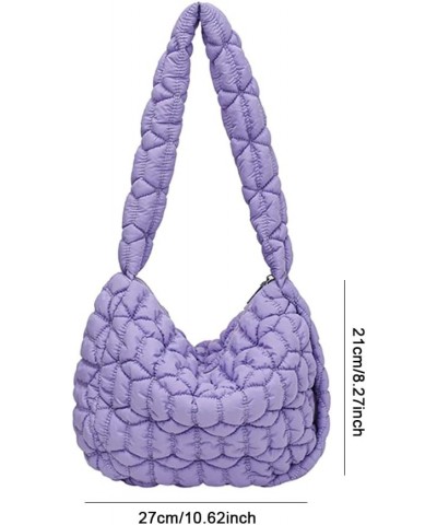 Large Capacity Puffer Tote Handbag Women Quilted Crescent Bag Chic Padding Armpit Bag Casual Female Dating Handbag Purple $8....