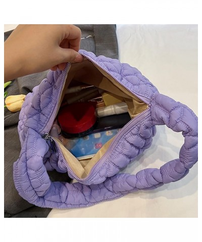 Large Capacity Puffer Tote Handbag Women Quilted Crescent Bag Chic Padding Armpit Bag Casual Female Dating Handbag Purple $8....