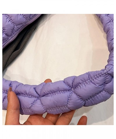 Large Capacity Puffer Tote Handbag Women Quilted Crescent Bag Chic Padding Armpit Bag Casual Female Dating Handbag Purple $8....