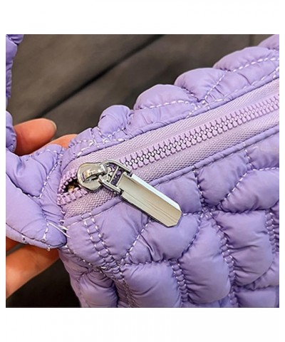 Large Capacity Puffer Tote Handbag Women Quilted Crescent Bag Chic Padding Armpit Bag Casual Female Dating Handbag Purple $8....