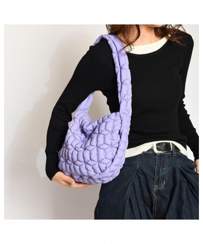 Large Capacity Puffer Tote Handbag Women Quilted Crescent Bag Chic Padding Armpit Bag Casual Female Dating Handbag Purple $8....