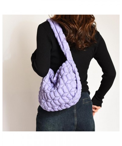 Large Capacity Puffer Tote Handbag Women Quilted Crescent Bag Chic Padding Armpit Bag Casual Female Dating Handbag Purple $8....