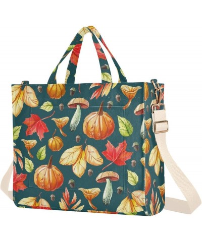 Mushrooms Pumpkins Maple Leaves Women's Tote Handbags Top Handle Satchel Shoulder Bag Crossbody Bag for Office Travel S $16.1...