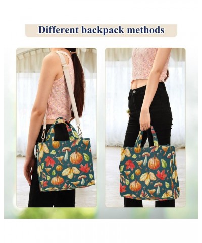 Mushrooms Pumpkins Maple Leaves Women's Tote Handbags Top Handle Satchel Shoulder Bag Crossbody Bag for Office Travel S $16.1...