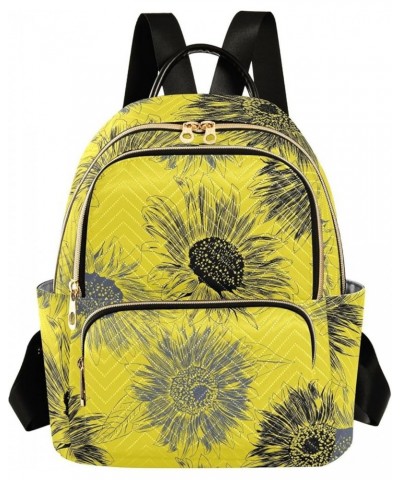 Sunflower Seamless Pattern Mini Backpack Purse for Women, Spring Summer Floral Travel Backpack Fashion Backpack Handbag Shoul...