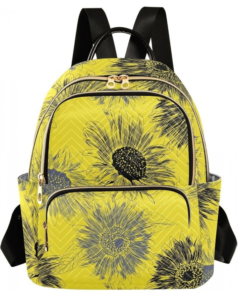 Sunflower Seamless Pattern Mini Backpack Purse for Women, Spring Summer Floral Travel Backpack Fashion Backpack Handbag Shoul...