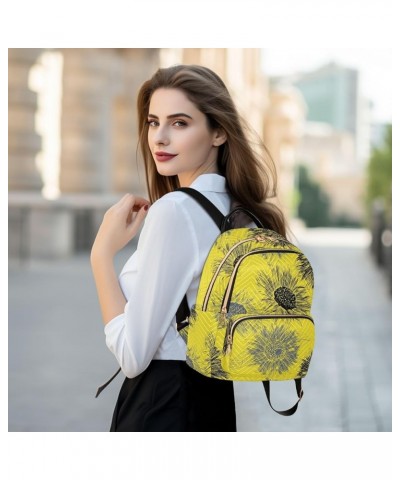 Sunflower Seamless Pattern Mini Backpack Purse for Women, Spring Summer Floral Travel Backpack Fashion Backpack Handbag Shoul...