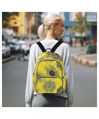 Sunflower Seamless Pattern Mini Backpack Purse for Women, Spring Summer Floral Travel Backpack Fashion Backpack Handbag Shoul...