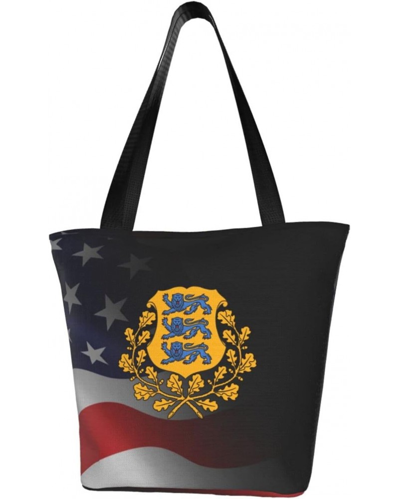 Coat of Arms of Estonia Women'S Casual One Shoulder Carry Shopping Bag Large Capacity Working Storage Handbag $21.52 Shoulder...