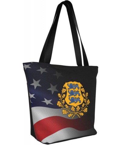 Coat of Arms of Estonia Women'S Casual One Shoulder Carry Shopping Bag Large Capacity Working Storage Handbag $21.52 Shoulder...