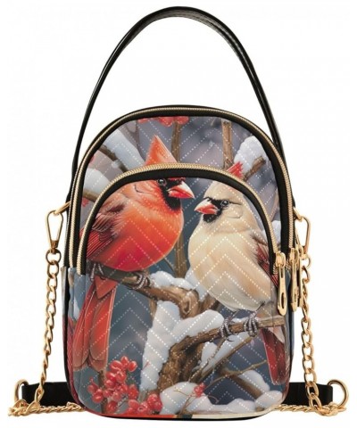 Vintage Horse Riders Women's Crossbody Handbags Travel Handbag Christmas Red Birds on Snow $9.27 Crossbody Bags