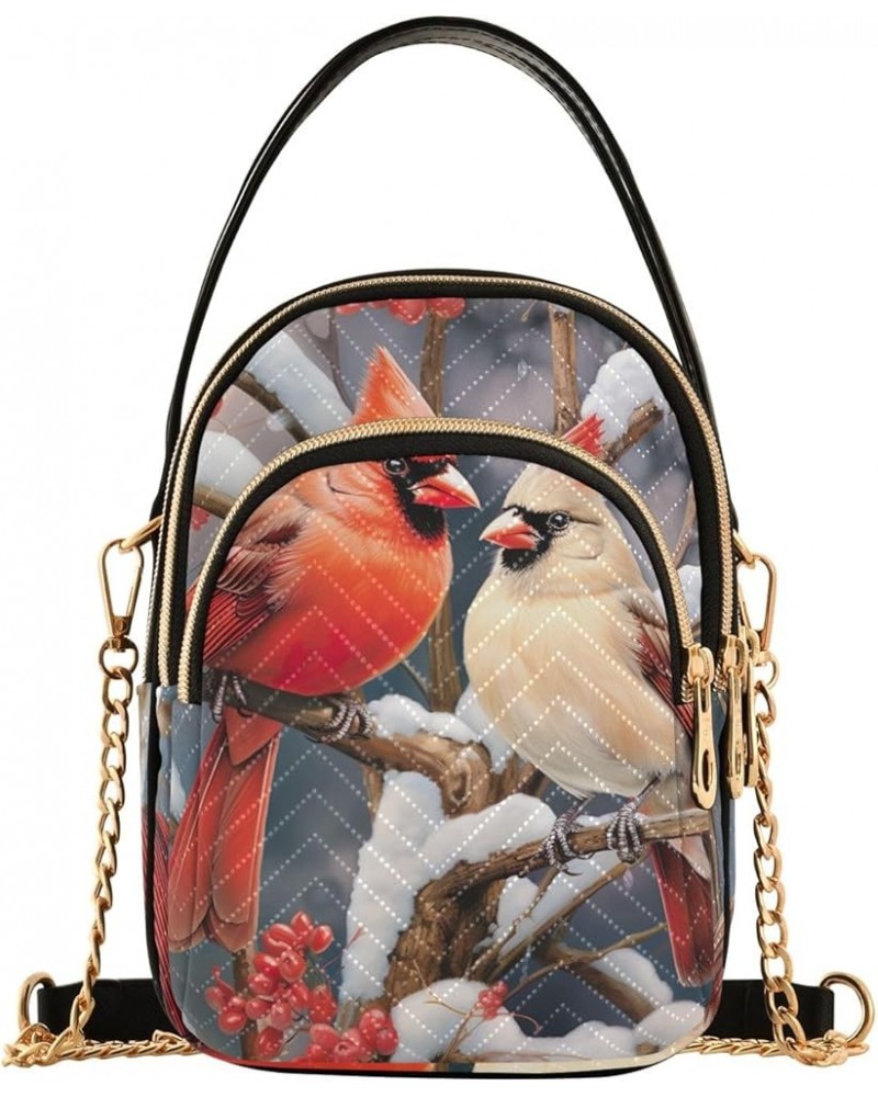 Vintage Horse Riders Women's Crossbody Handbags Travel Handbag Christmas Red Birds on Snow $9.27 Crossbody Bags