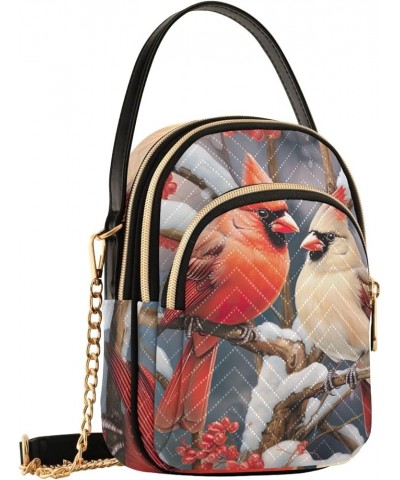 Vintage Horse Riders Women's Crossbody Handbags Travel Handbag Christmas Red Birds on Snow $9.27 Crossbody Bags