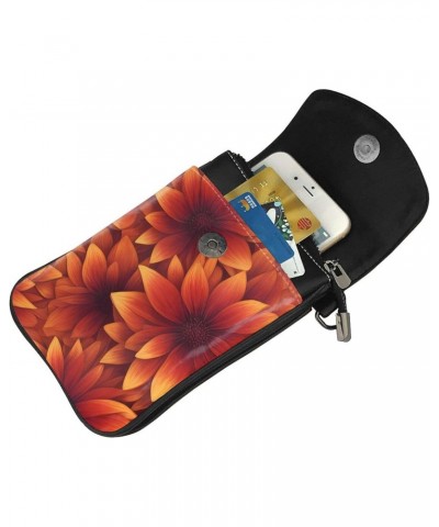 women Small Cell Phone Purse Flaming Fire Flowers pattern Soft, durable and waterproof PU leather Convenient for daily use an...