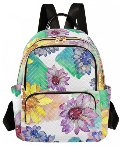 Travel Backpack Purse for Women Fashion Anti-theft Work Casual Watercolor African Daisy Daypack Shoulder Bag Medium Size Medi...