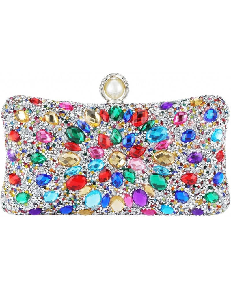 Rhinestone Clutch Purse for Women Sparkling Party Evening Bag Small Multicolor Crossbody Bag Shiny Shoulder Handbag for Weddi...