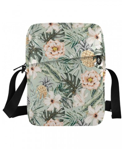 Crossbody Bags Retro Flower Pineapple Women Men Mini Messenger Bag, Adjustable Side Shoulder Bag, Travel Portable Purse Phone...