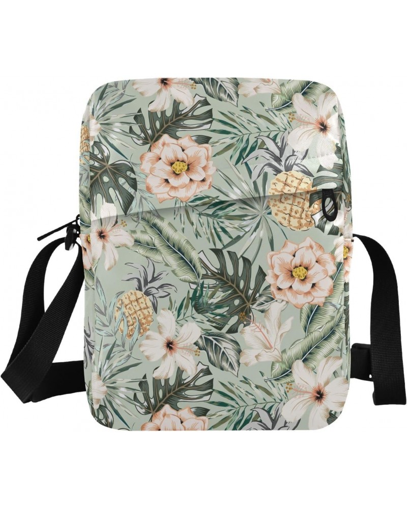 Crossbody Bags Retro Flower Pineapple Women Men Mini Messenger Bag, Adjustable Side Shoulder Bag, Travel Portable Purse Phone...