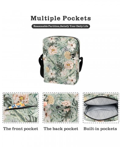 Crossbody Bags Retro Flower Pineapple Women Men Mini Messenger Bag, Adjustable Side Shoulder Bag, Travel Portable Purse Phone...