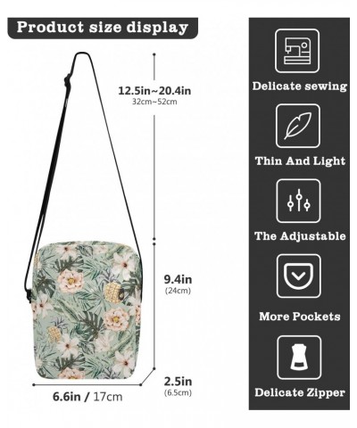 Crossbody Bags Retro Flower Pineapple Women Men Mini Messenger Bag, Adjustable Side Shoulder Bag, Travel Portable Purse Phone...