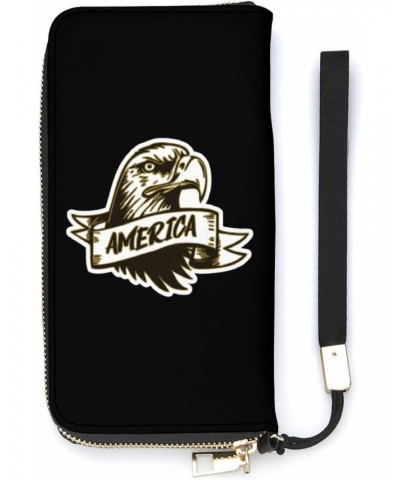 America Eagle Proud Country USA Wristlet Wallet Leather Long Card Holder Purse Slim Clutch Handbag for Women $25.11 Wristlets