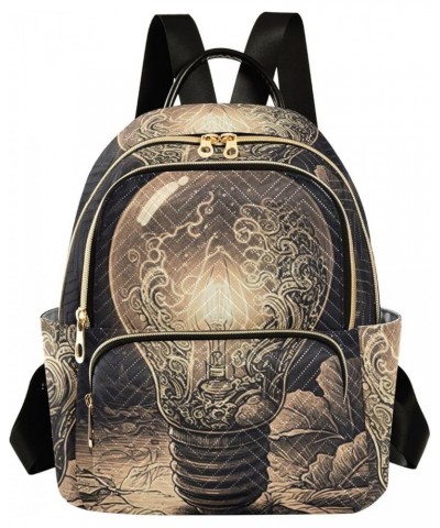 Women's Medium Fashion Backpack Vintage Bulb Print Ladies Travel Daypack Aesthetic Shoulder Bag 10.2×5.1×12.5 IN $15.84 Backp...