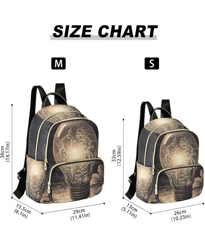 Women's Medium Fashion Backpack Vintage Bulb Print Ladies Travel Daypack Aesthetic Shoulder Bag 10.2×5.1×12.5 IN $15.84 Backp...