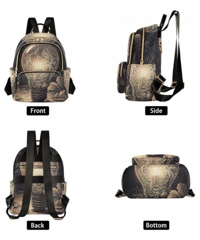 Women's Medium Fashion Backpack Vintage Bulb Print Ladies Travel Daypack Aesthetic Shoulder Bag 10.2×5.1×12.5 IN $15.84 Backp...