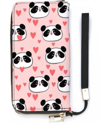 Panda Heart Wristlet Wallet Leather Long Card Holder Purse Slim Clutch Handbag for Women $19.05 Wristlets