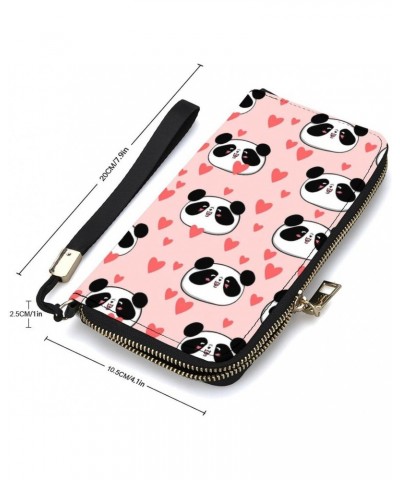 Panda Heart Wristlet Wallet Leather Long Card Holder Purse Slim Clutch Handbag for Women $19.05 Wristlets