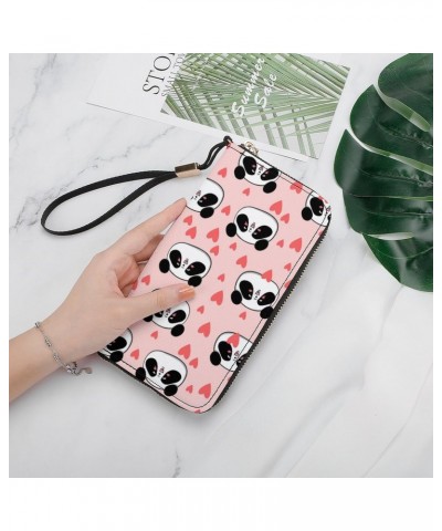 Panda Heart Wristlet Wallet Leather Long Card Holder Purse Slim Clutch Handbag for Women $19.05 Wristlets