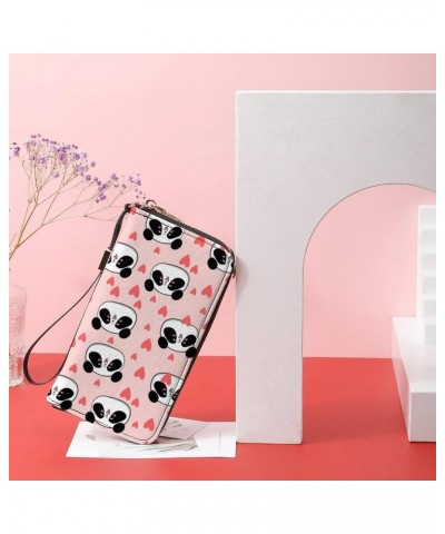 Panda Heart Wristlet Wallet Leather Long Card Holder Purse Slim Clutch Handbag for Women $19.05 Wristlets