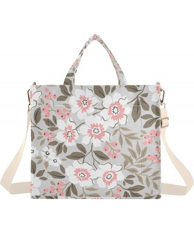 Small White and Pink Flowers Women's Tote Handbags Top Handle Satchel Shoulder Bag Crossbody Bag for Office Travel M $19.46 T...