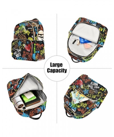 Backpack Purse for Women Abstract Dinosaur, Mini Fashion Backpack Funny Cartoon Lightweight Casual Daypack Shoulder Bag Trave...