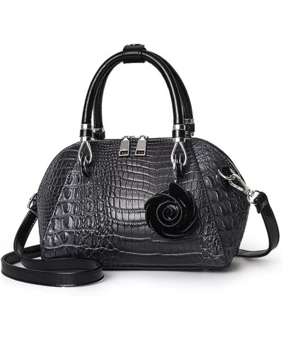 Ziming® Women Handbag Rose Pendant Crossbody Bag Crocodile Top Handle Bag Vintage Shoulder Bag Shell Bag Gray $20.81 Shoulder...