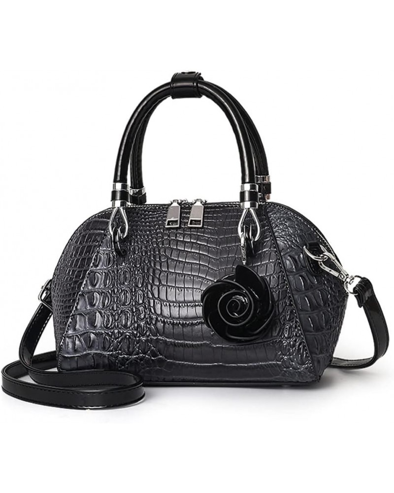 Ziming® Women Handbag Rose Pendant Crossbody Bag Crocodile Top Handle Bag Vintage Shoulder Bag Shell Bag Gray $20.81 Shoulder...