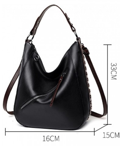 Women Vintage rivet Handbags Large capacity Female Shoulder crossbody Bags pu leather Commuting totes Black $38.33 Totes