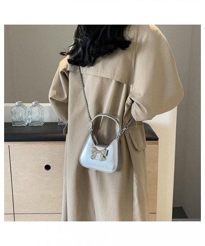 Small Shoulder Bag Cute Bow Purse for Women Crossbody Bag Trendy Y2K Purse Satchel Handbag Purse Silver Small $19.49 Totes