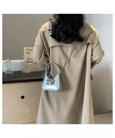 Small Shoulder Bag Cute Bow Purse for Women Crossbody Bag Trendy Y2K Purse Satchel Handbag Purse Silver Small $19.49 Totes