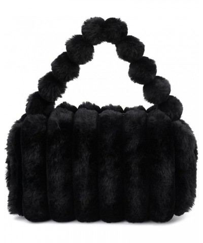 Furry Hobo Bags for Women, Faux Fur Purses for Women, Handbags for Women, Travel Bag Purse, Puffer Tote Bag, H2149 Black B $1...