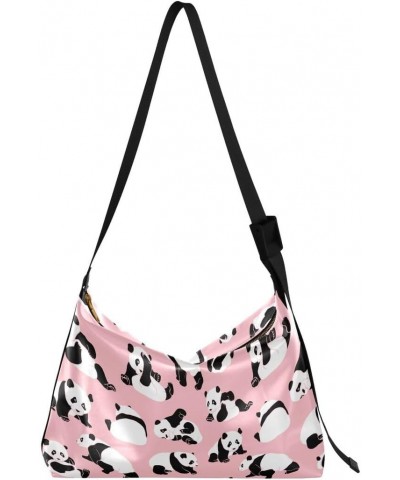 Black White Bear Panda Pink Women's Leather Hobo Handbag Shoulder Bag Crossbody Casual Large Tote Bag Purse $14.19 Totes