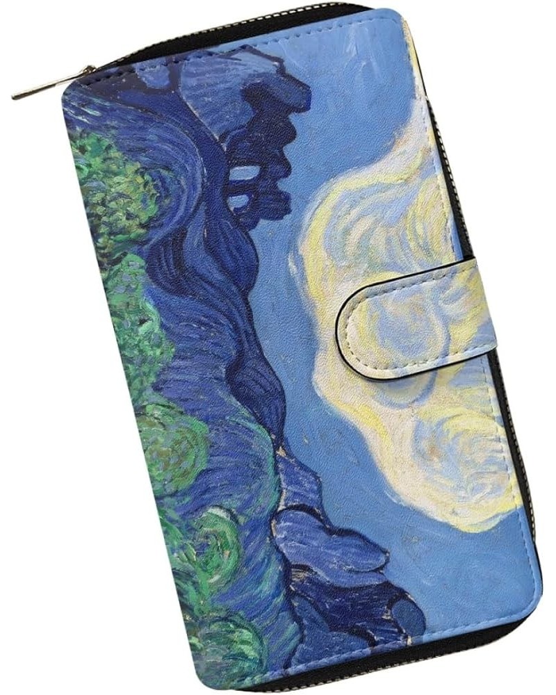 Women's RFID Blocking Van Gogh Print PU Leather Zip Around Wallet Phone Credit Card Holder Clutch Travel Purse Wristlet,Monet...