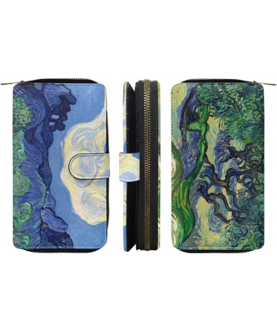 Women's RFID Blocking Van Gogh Print PU Leather Zip Around Wallet Phone Credit Card Holder Clutch Travel Purse Wristlet,Monet...